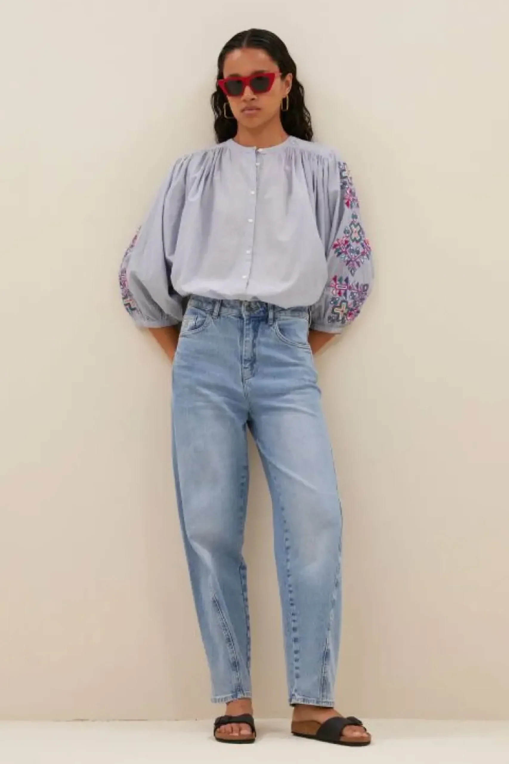 Blouses*By bar becky pinstripe blouse | indi grey