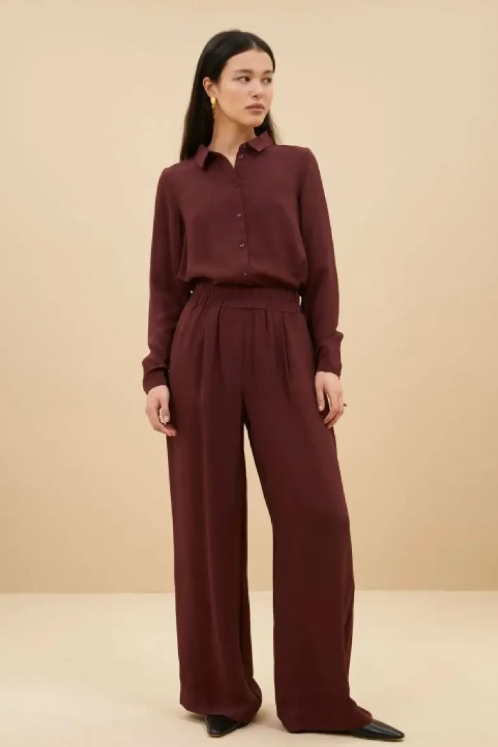 Broeken*By bar benji satin stripe pants | pecan
