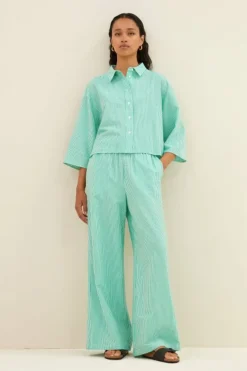 Blouses*By bar bernie blouse | green seer stripe