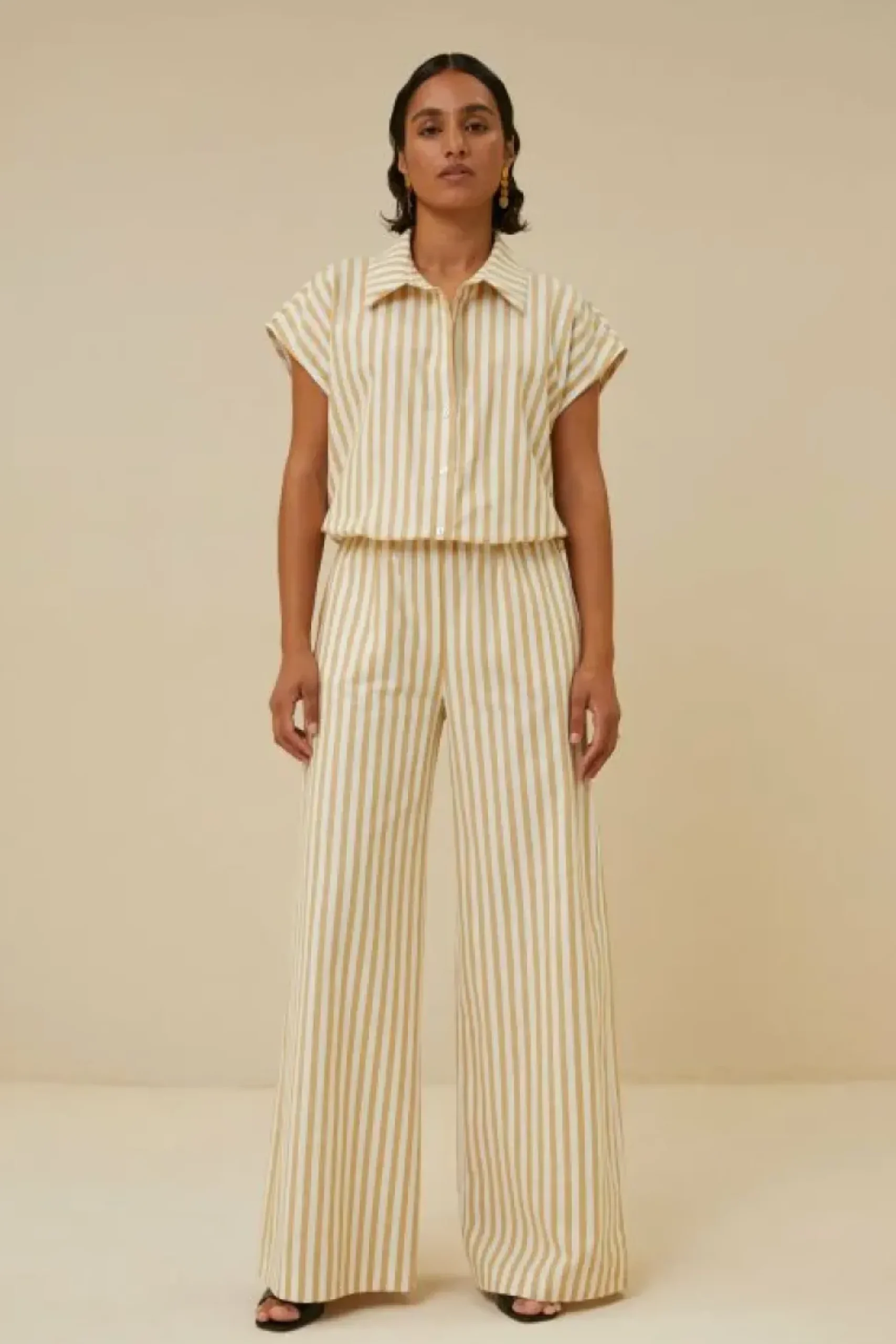 Blouses*By bar bieke linen stripe blouse | ochre