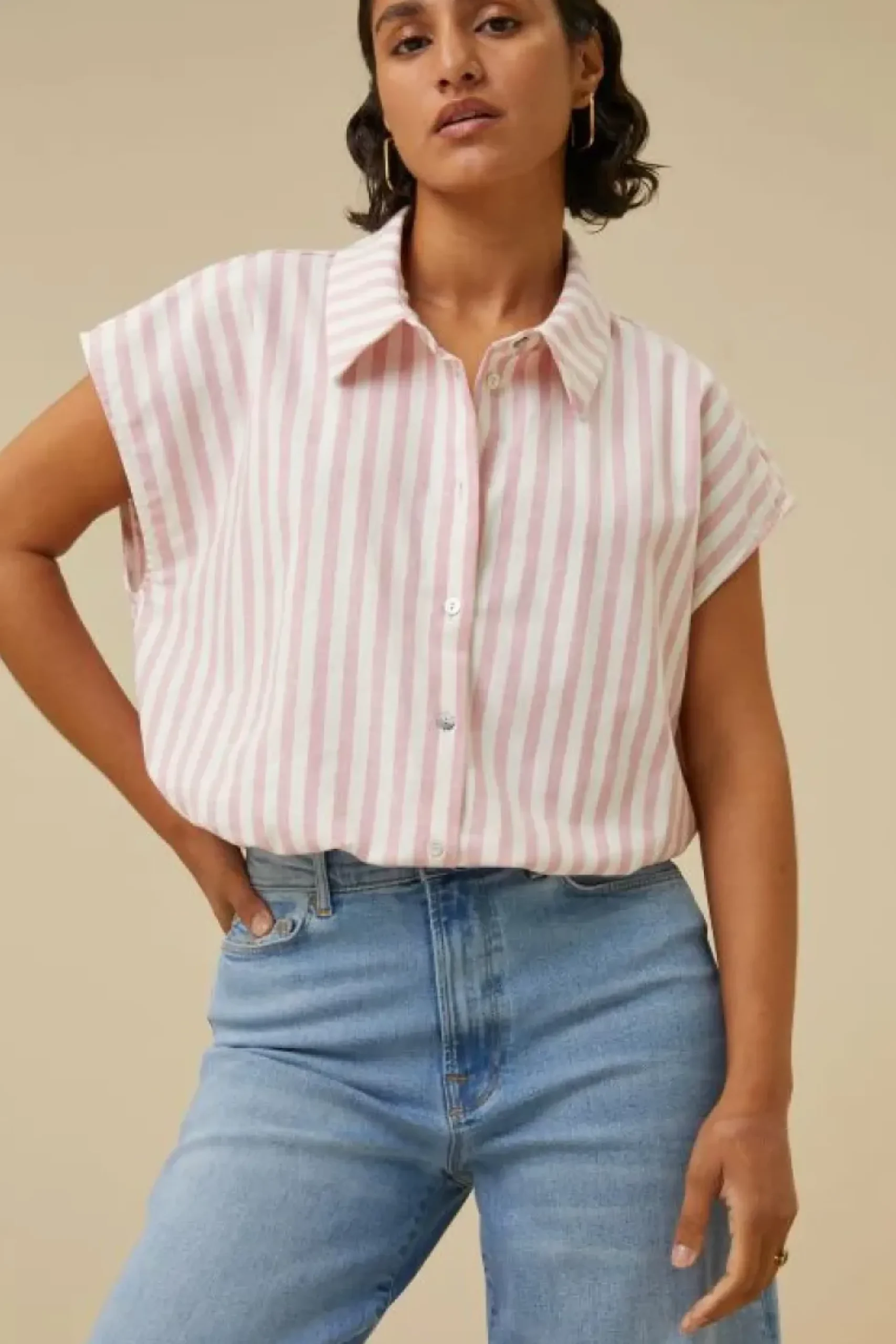 Blouses*By bar bieke linen stripe blouse | bubblegum