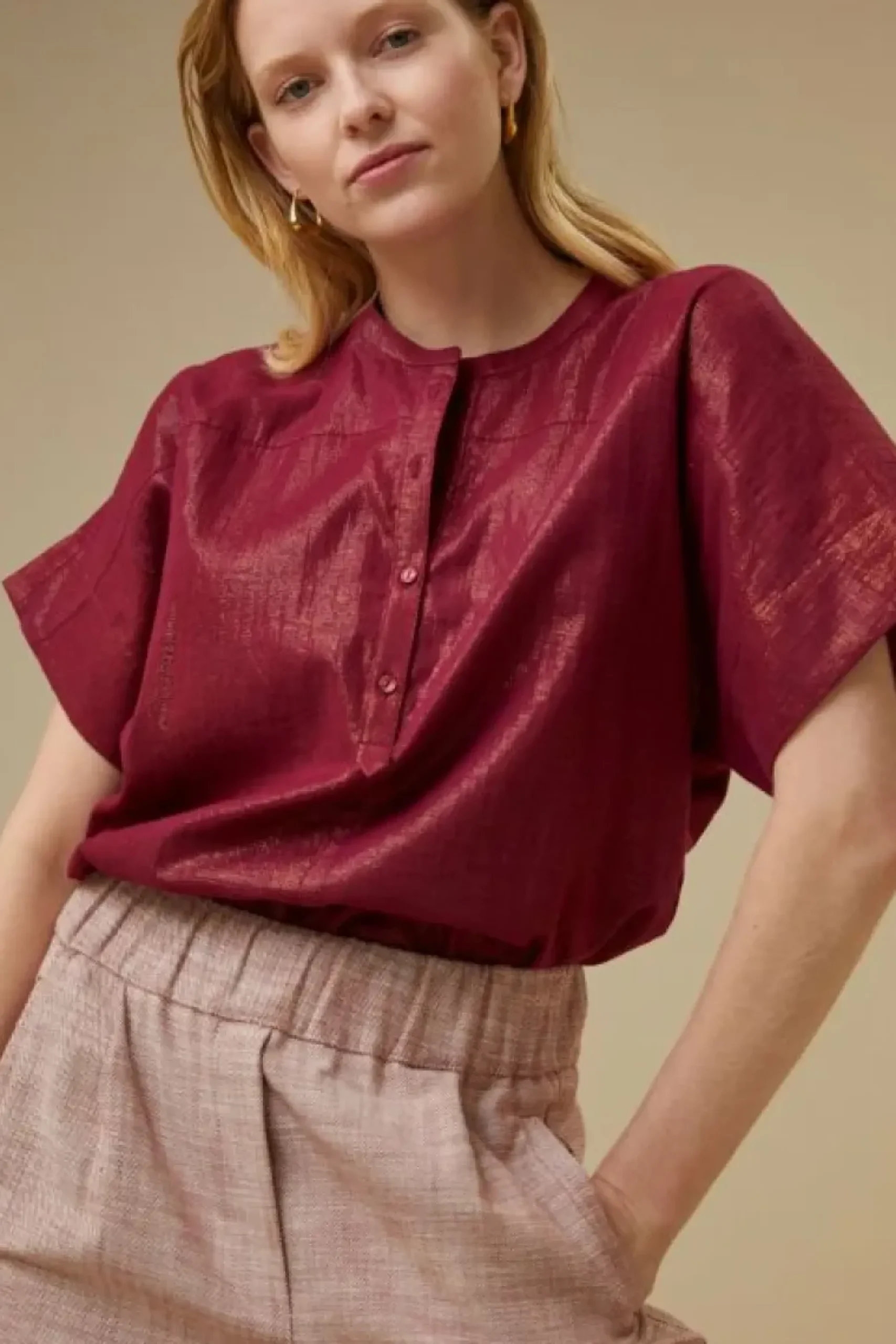 Blouses*By bar bo metallic blouse | grenache