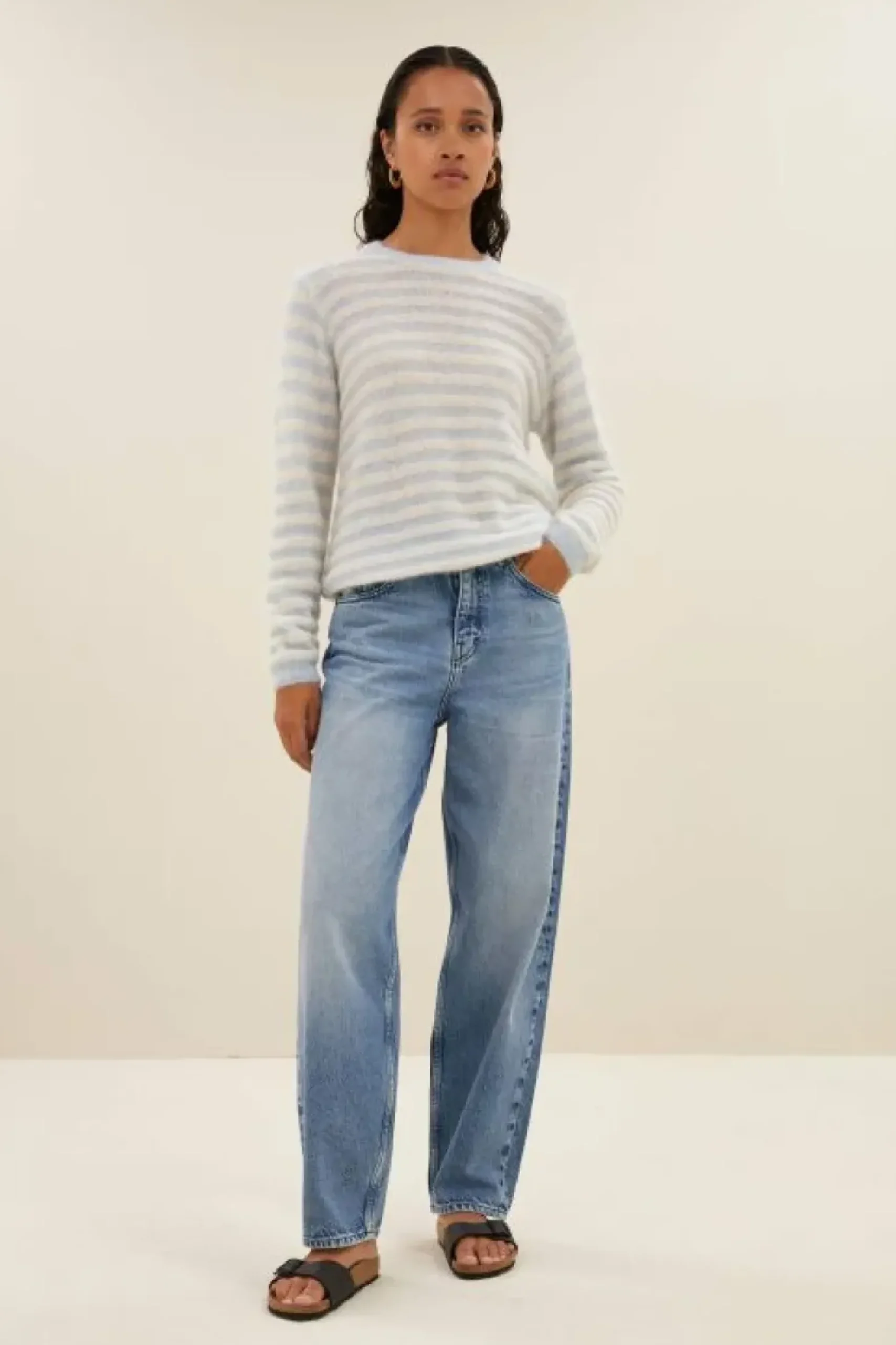 Truien*By bar gwen thin stripe pullover | blue thin stripe