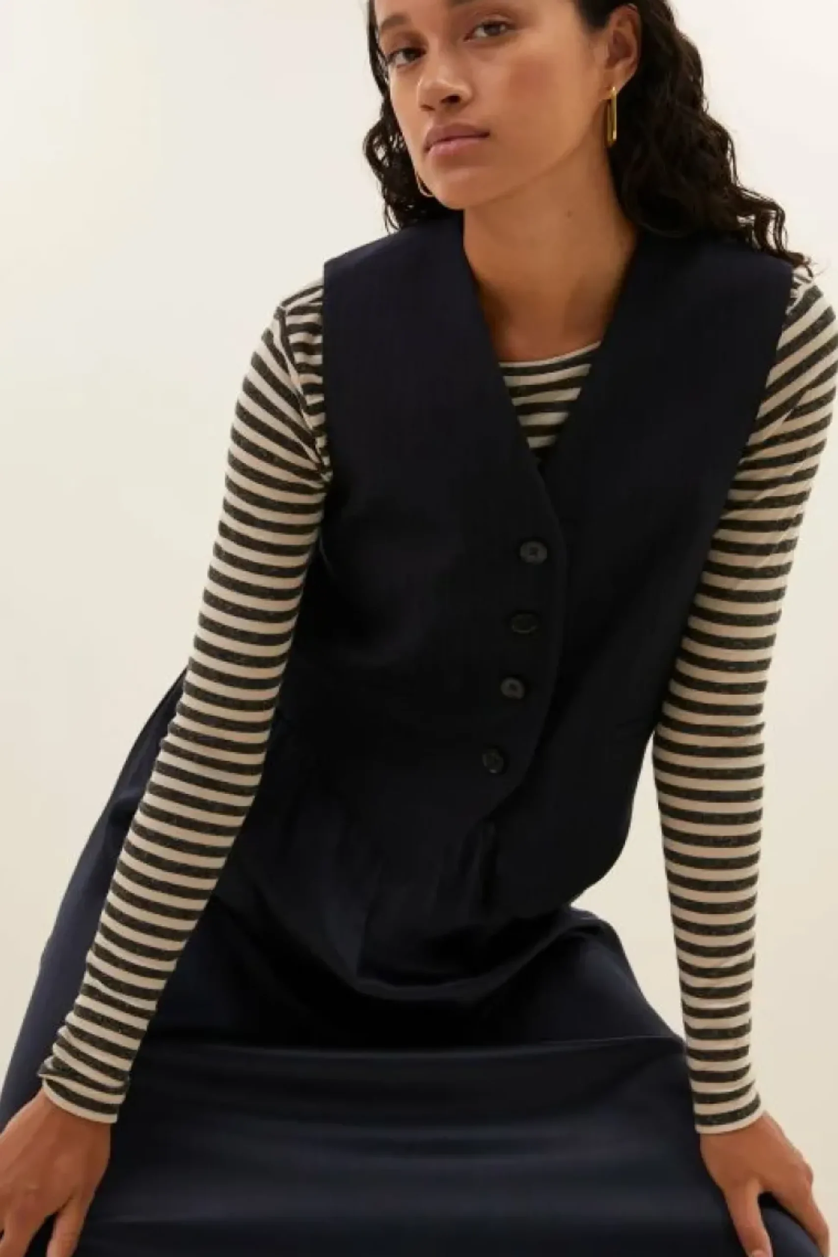 Gilets & Spencers|Jassen*By bar lynn pinstripe gilet | midnight