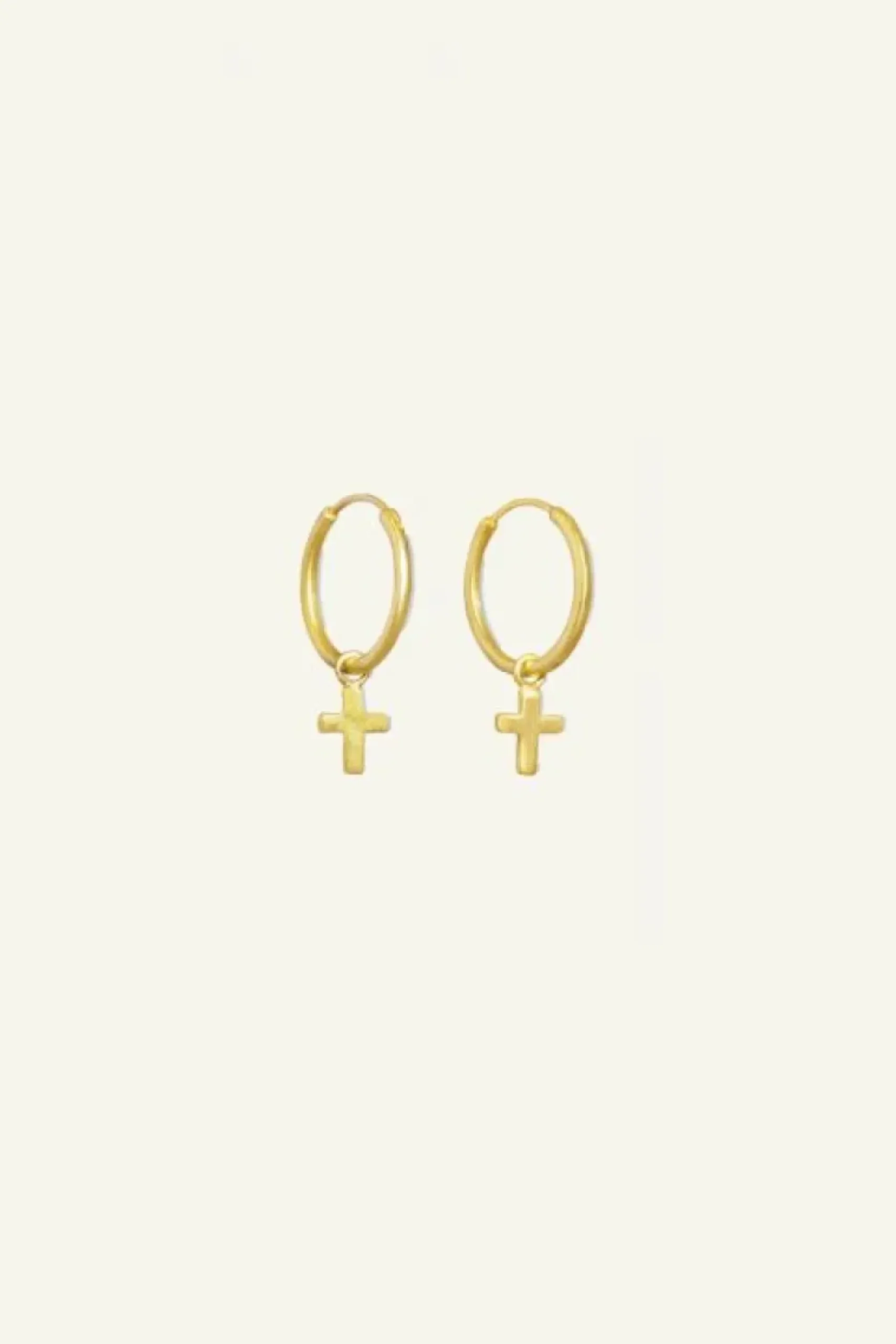 Oorbellen*By bar PD cross round earring | gold