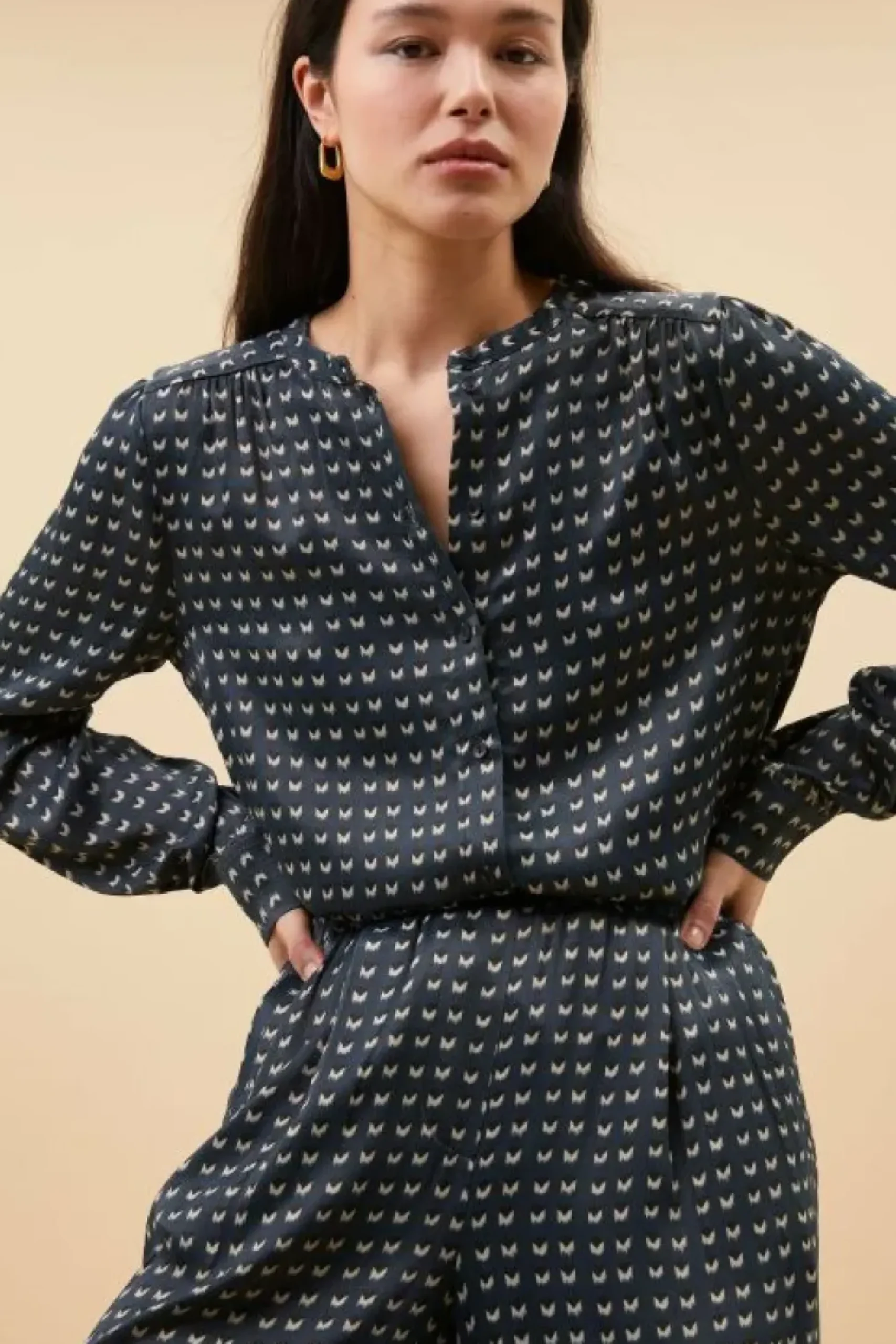 Blouses*By bar ribbe rastre blouse | rastre print