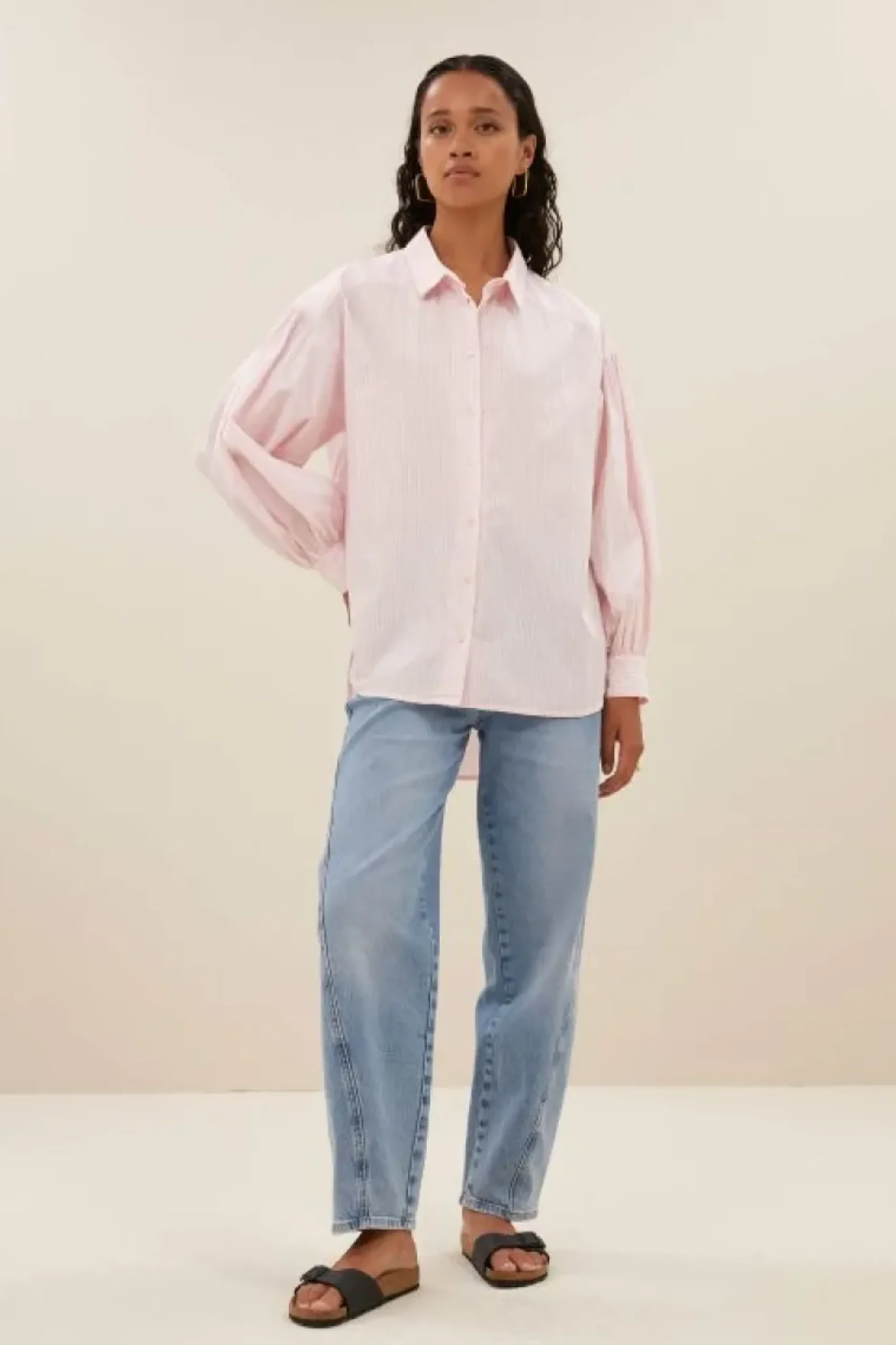 Blouses*By bar sarah pink pinstripe blouse | pink pin stripe