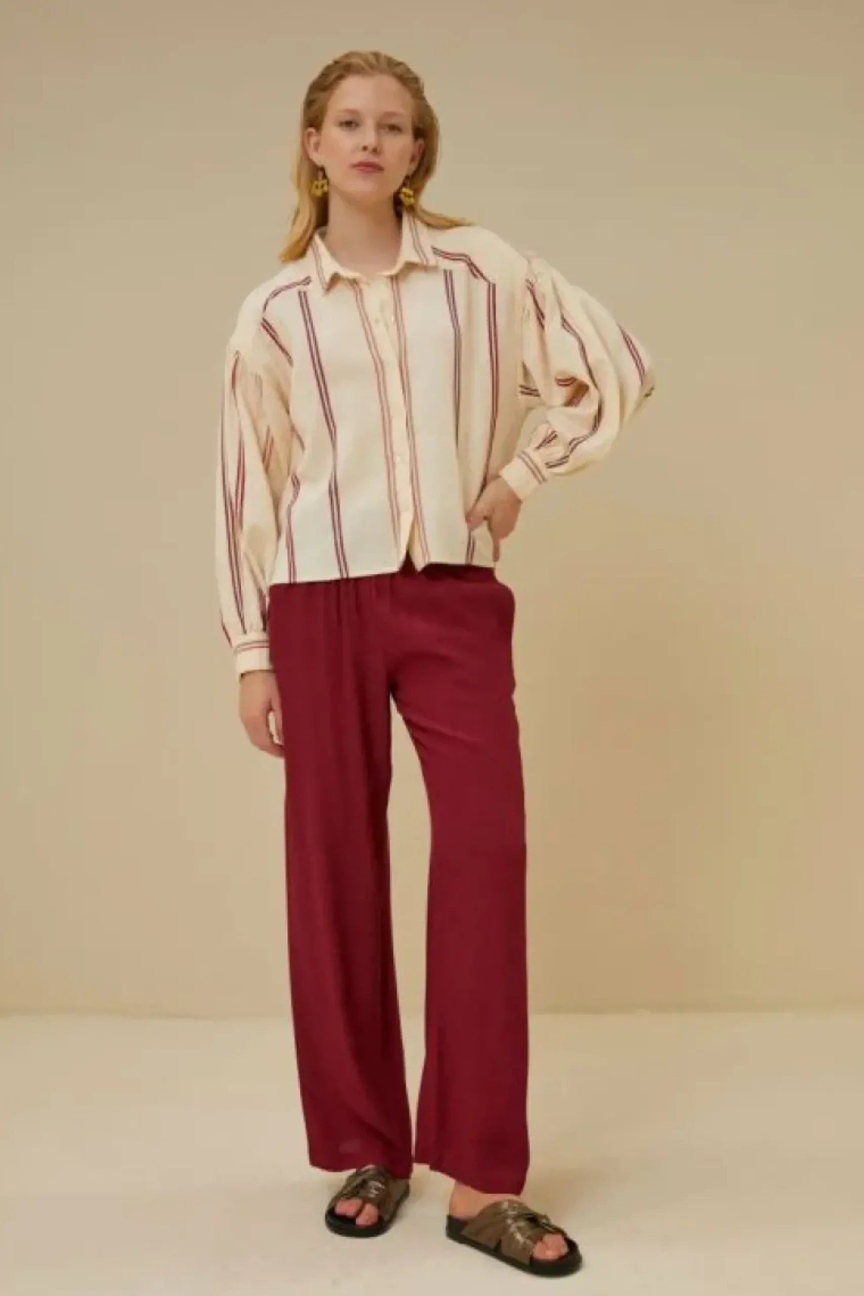 Blouses*By bar sarah short athia blouse | grenache