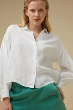 Blouses*By bar sarah short linen blouse | bright white