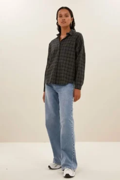 Blouses*By bar small check blouse | caramel
