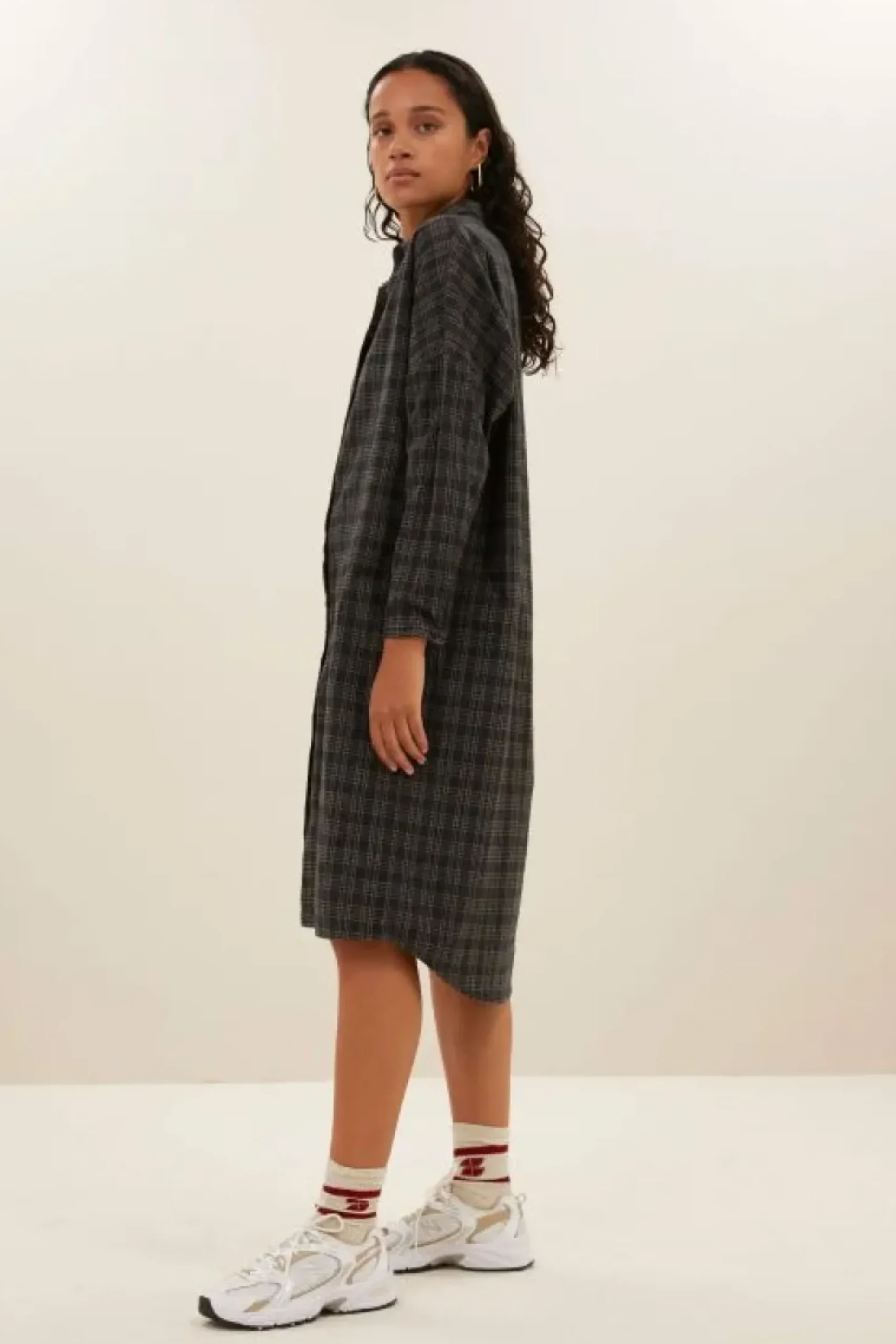 Jurken*By bar small check dress | caramel