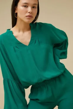Blouses*By bar vienna satin stripe blouse | evergreen