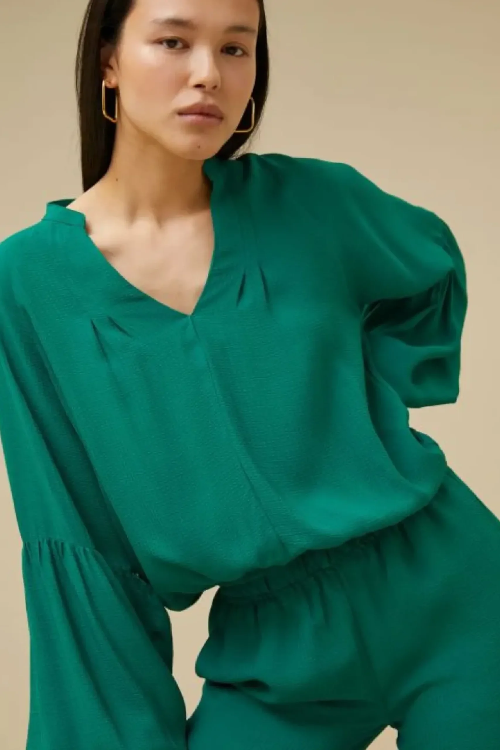 Blouses*By bar vienna satin stripe blouse | evergreen