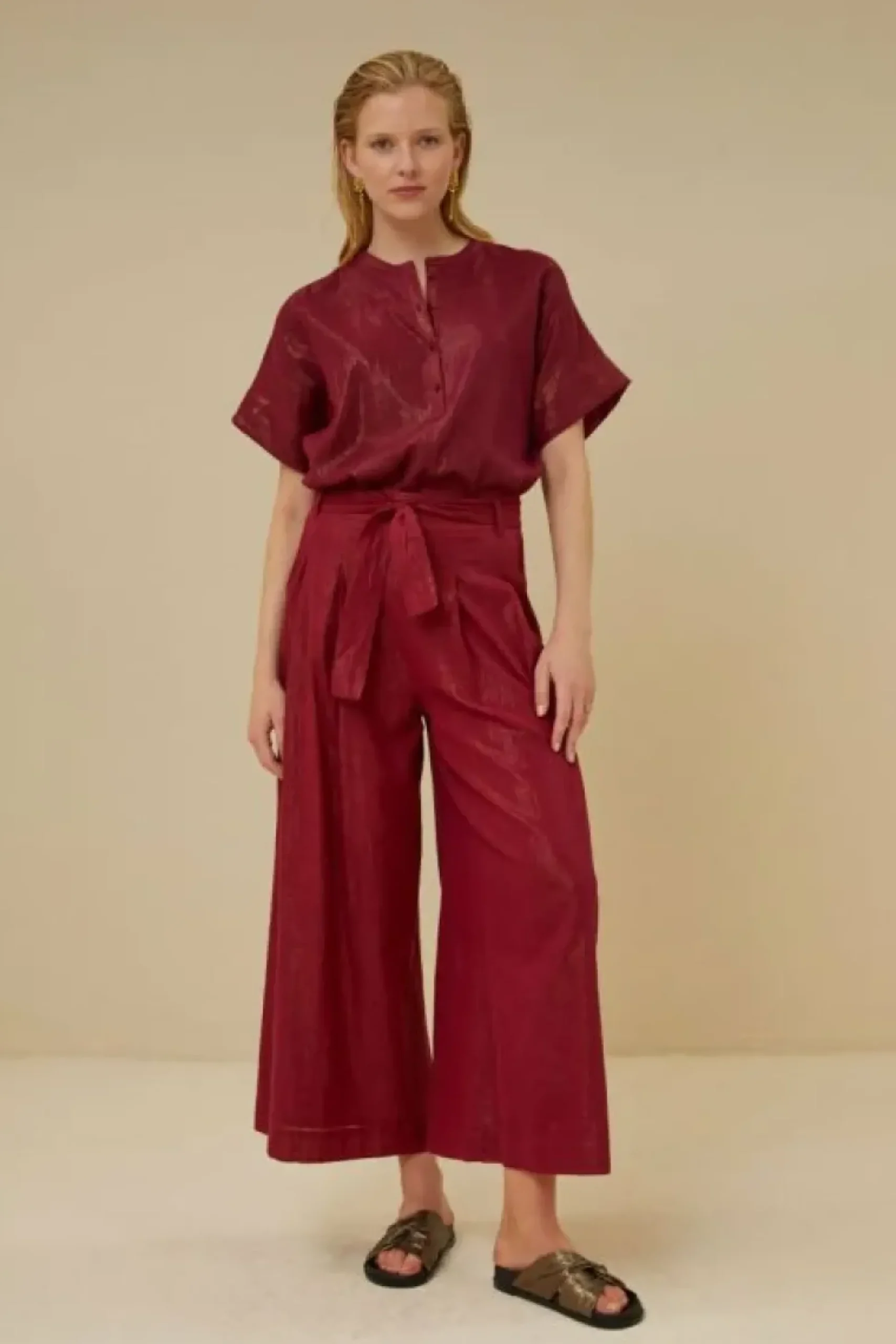 Broeken*By bar wanda metallic pant | grenache