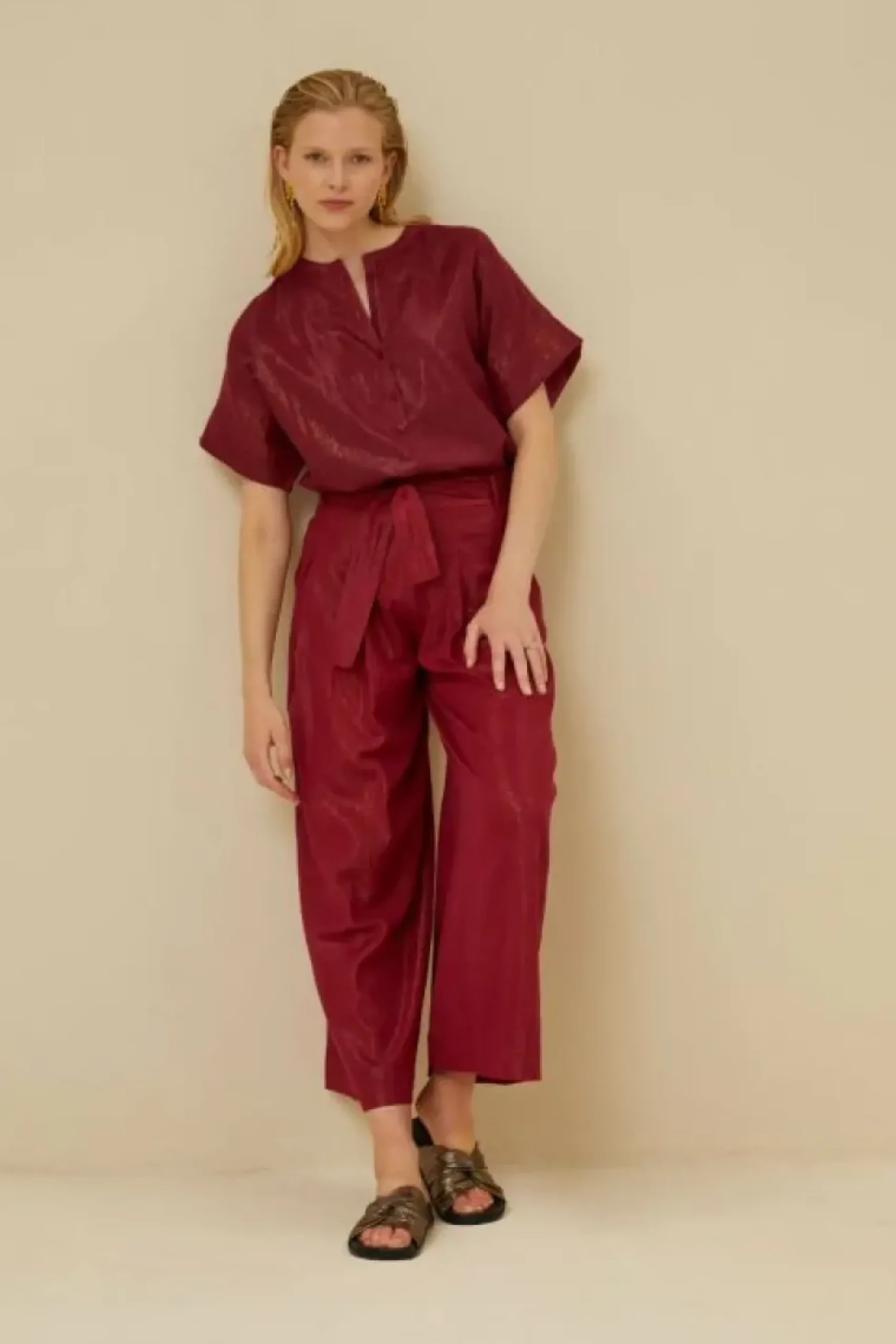 Broeken*By bar wanda metallic pant | grenache