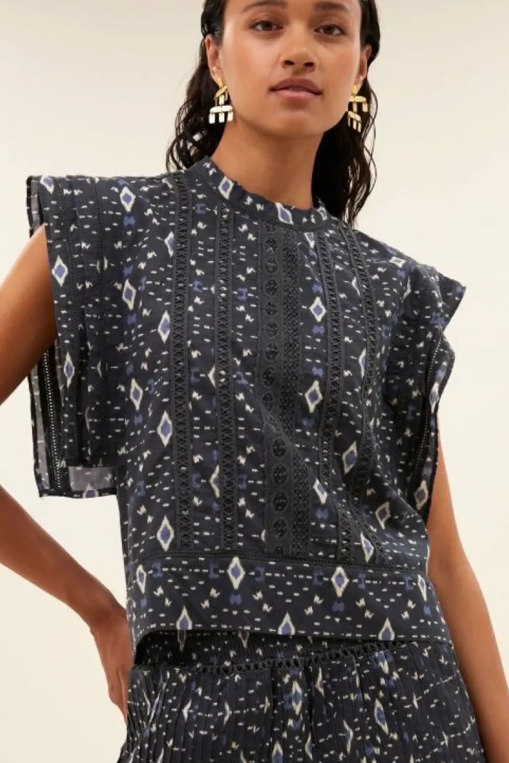 Blouses*By bar xena midnight ikat blouse | midnight ikat