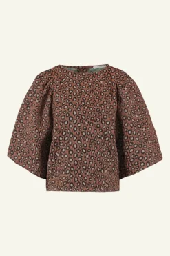 Blouses*By bar zasu jacquard blouse | brown panter print